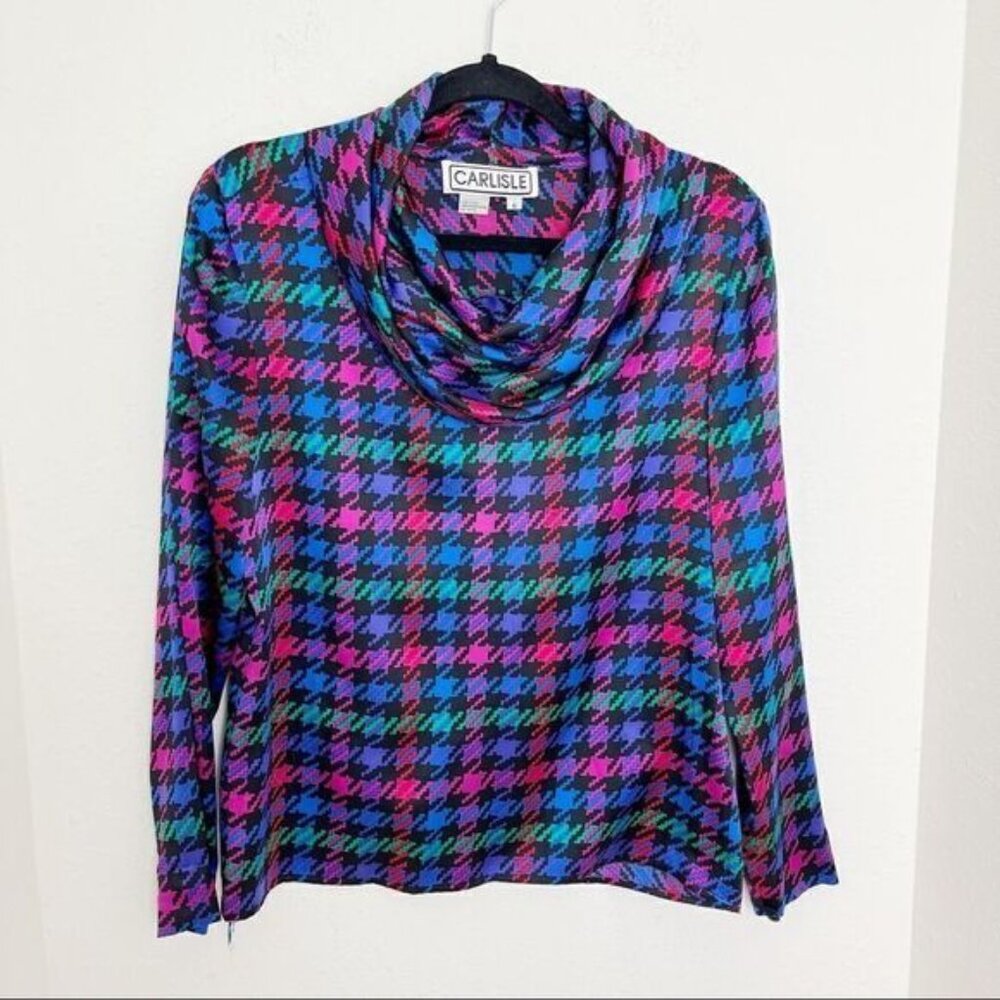 Vintage 80's Carlisle Silk Cowl Neck Blouse
